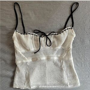 With Jean Isadora Top- Textured White Top with Black Accents